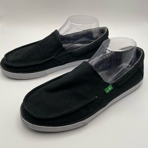 Sauk Sideline Slip On Slide Loafers Black White Trim Soft Footbed Wmns 10 Mens 8